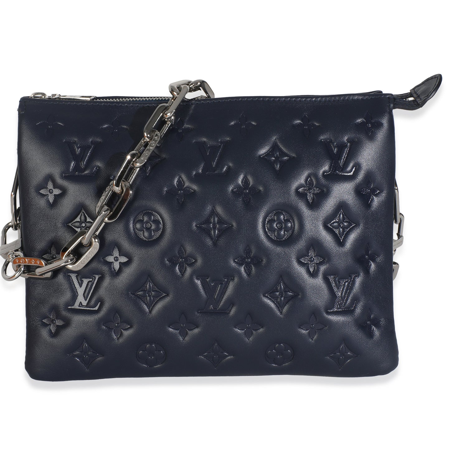 Louis Vuitton Navy Monogram Embossed Lambskin Coussin PM