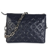 Louis Vuitton Navy Monogram Embossed Lambskin Coussin PM