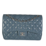 Chanel Blue Quilted Lambskin Jumbo Double Flap Bag