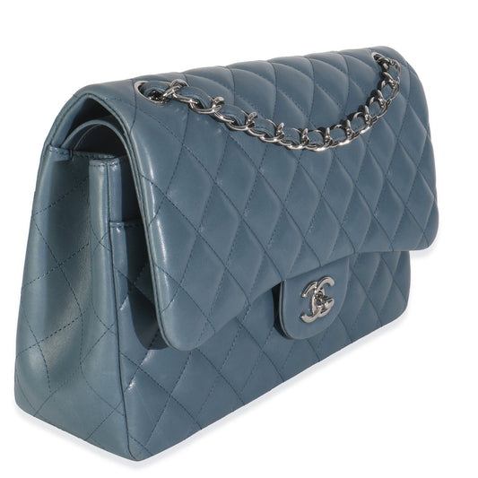 Chanel Blue Quilted Lambskin Jumbo Double Flap Bag