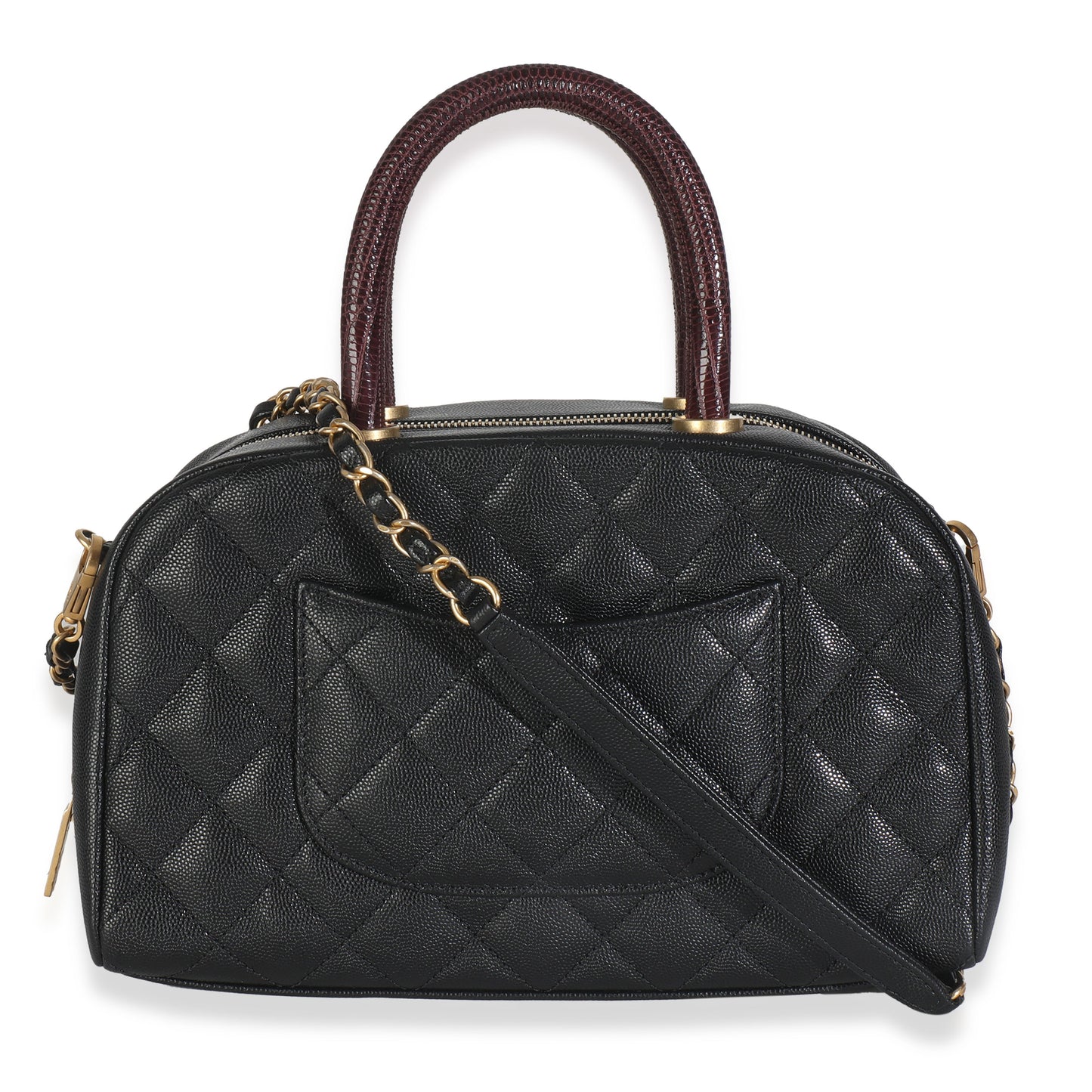 Chanel Black Quilted Caviar Coco Top Handle Bowling Bag