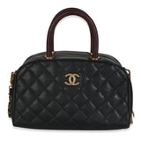 Chanel Black Quilted Caviar Coco Top Handle Bowling Bag