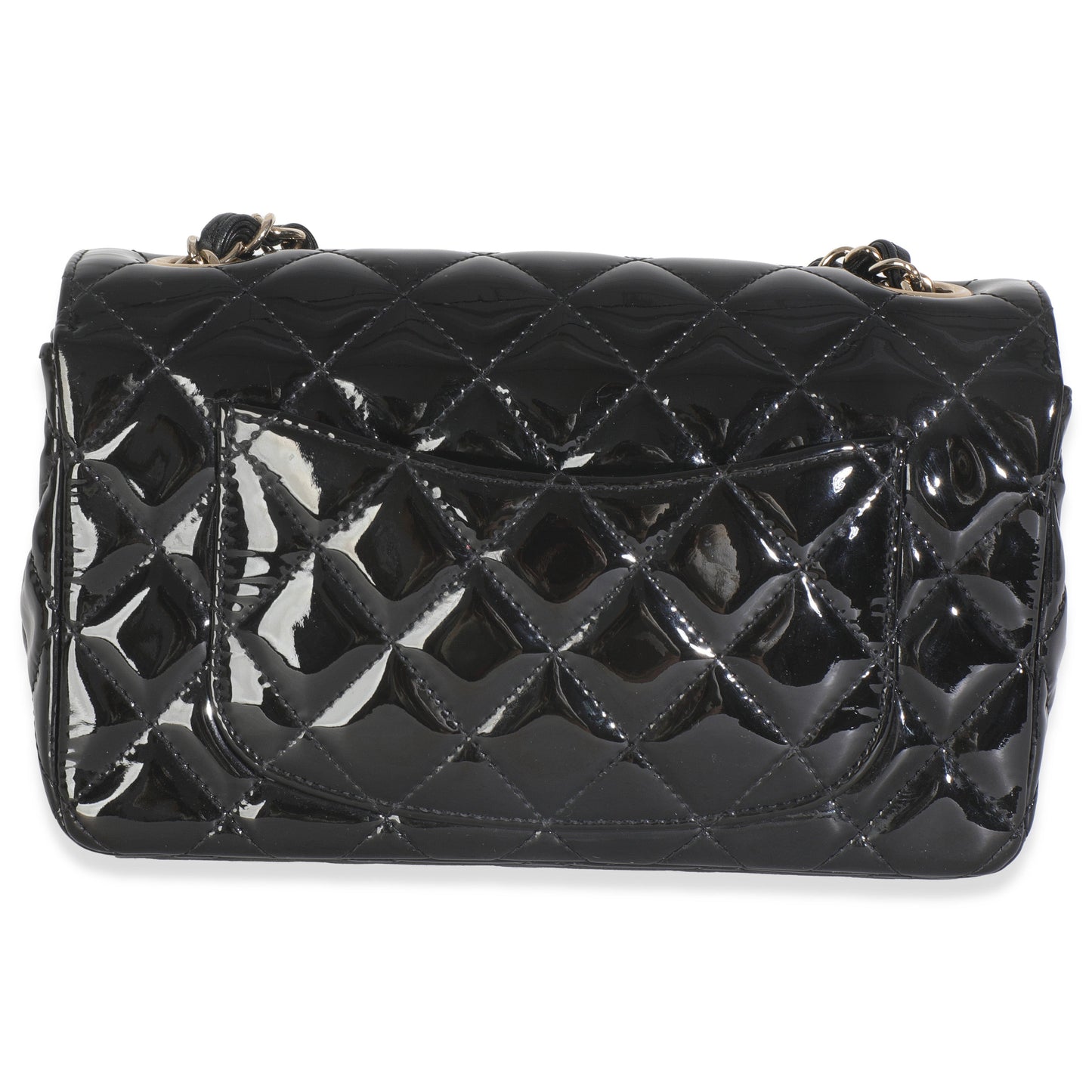Chanel Black Quilted Patent Mini Rectangular Flap Bag