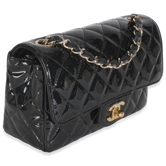 Chanel Black Quilted Patent Mini Rectangular Flap Bag