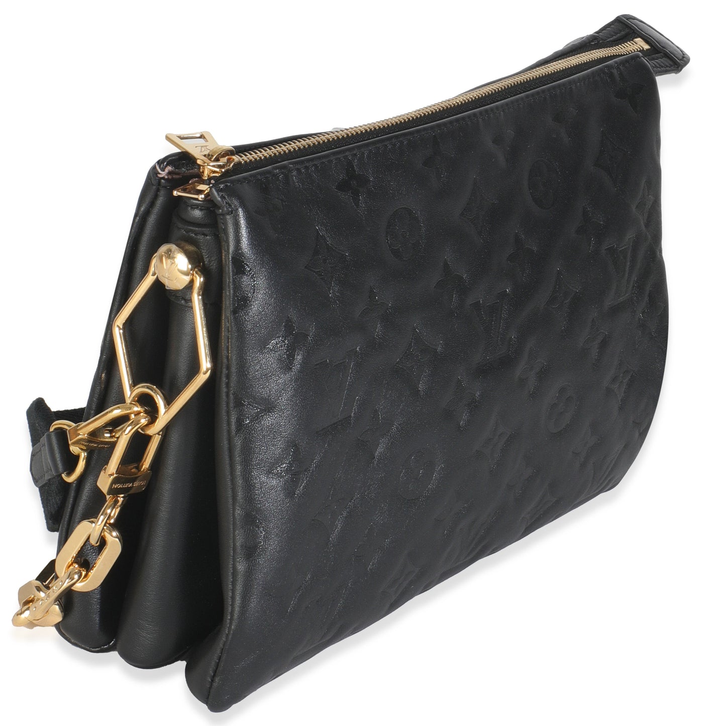 Louis Vuitton Black Monogram Embossed Lambskin Coussin PM