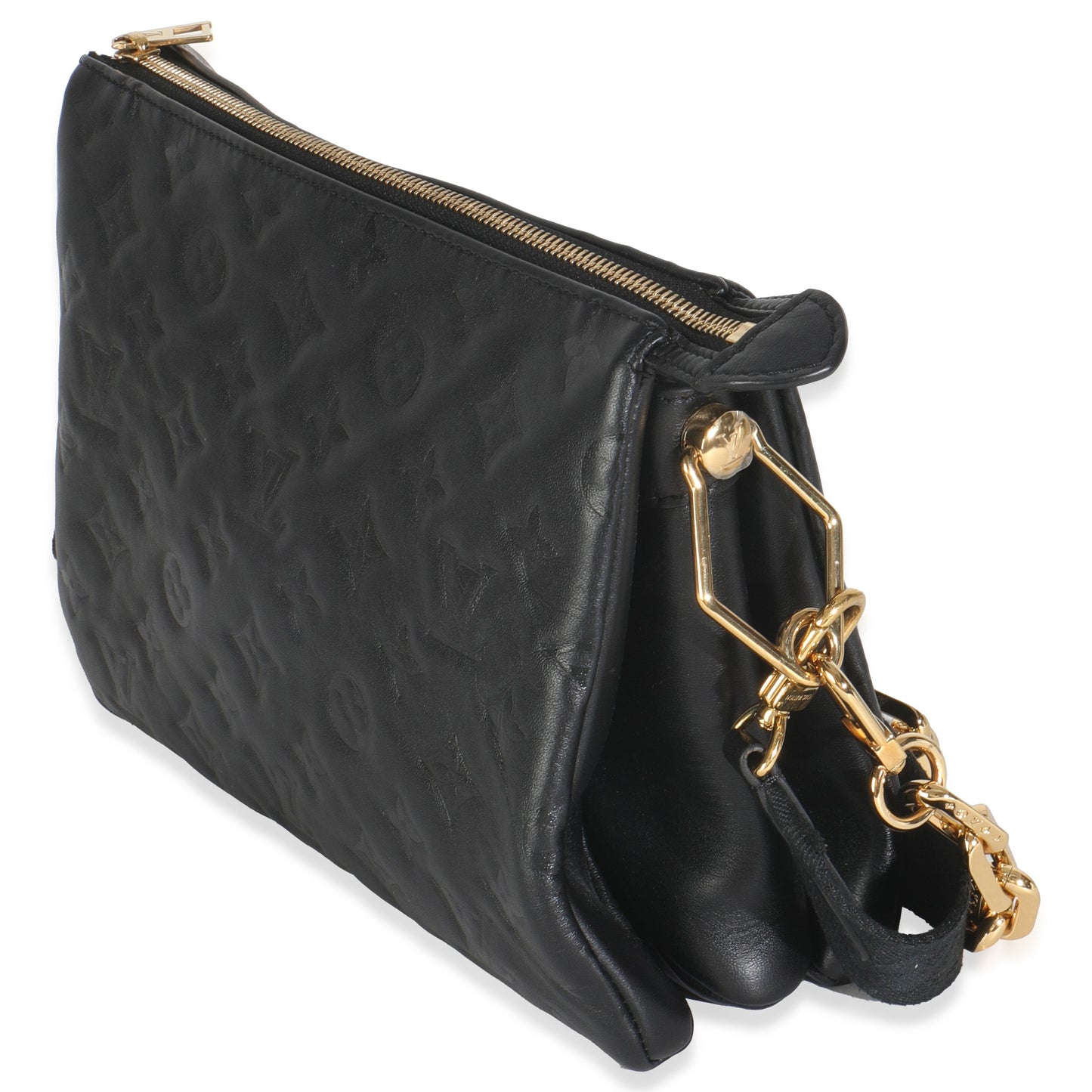 Louis Vuitton Black Monogram Embossed Lambskin Coussin PM