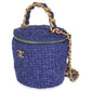 Chanel Blue Quilted Tweed Afternoon Tea Top Handle Vanity Case With Chain