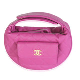Chanel Purple Quilted Caviar Mini Round Hobo Handbag