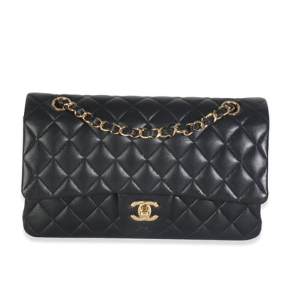 Chanel Black Quilted Lambskin Medium Classic Double Flap Bag