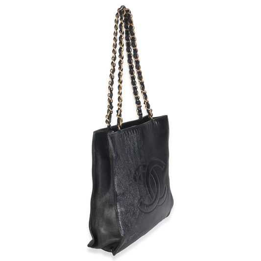 Chanel Black Shiny Aged Calfskin North South Shopping Bag