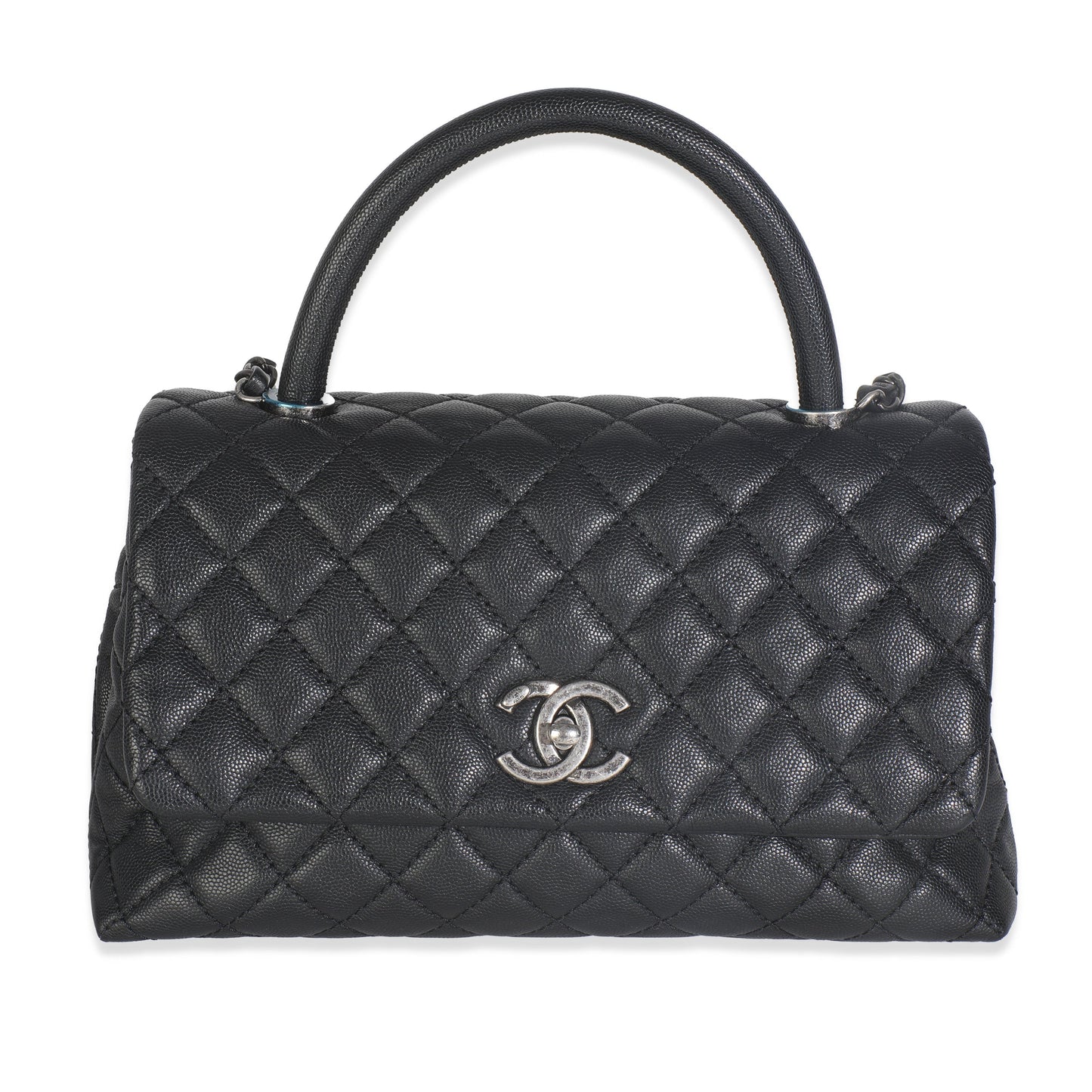 Chanel Black Quilted Caviar Medium Coco Top Handle Handbag