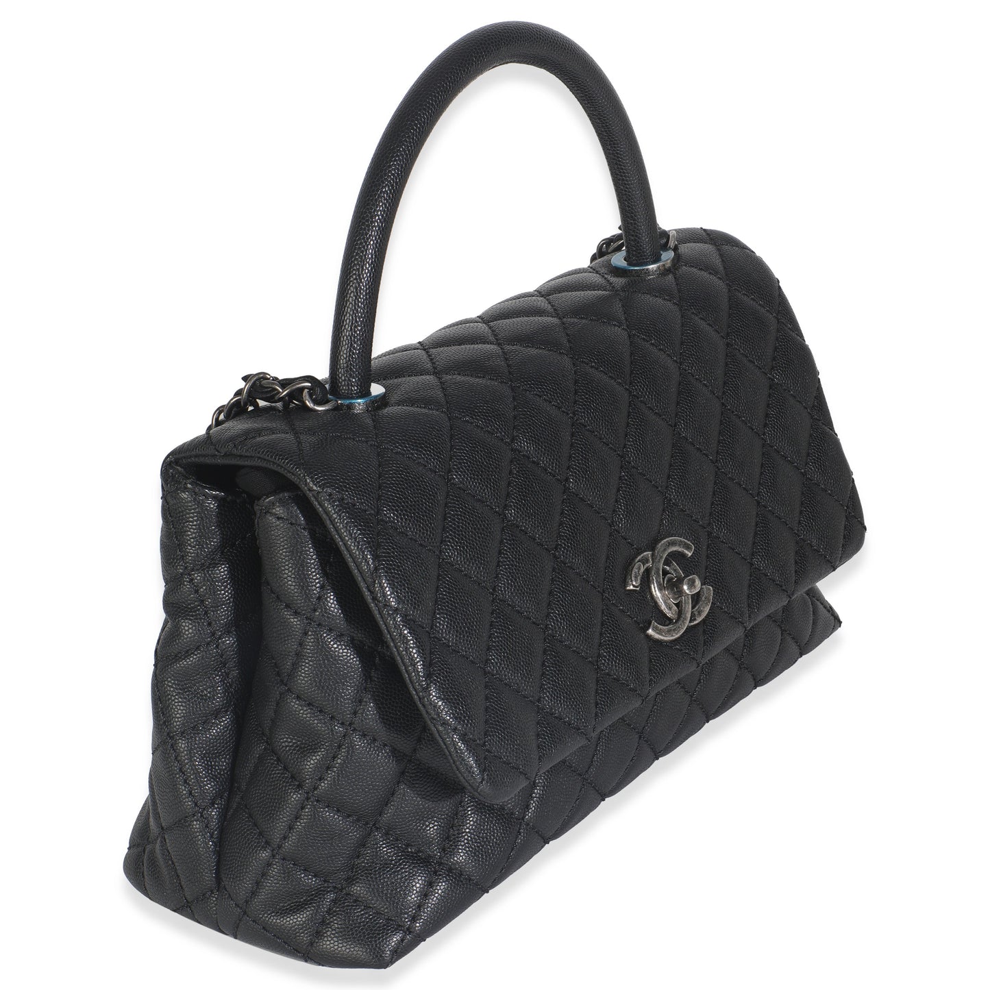 Chanel Black Quilted Caviar Medium Coco Top Handle Handbag