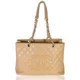 Chanel Beige Quilted Caviar Grand Shopper Tote