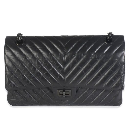 Chanel Aged Calfskin Chevron 2.55 So Black Reissue 226 Flap Bag