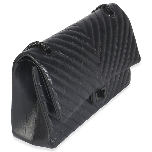 Chanel Aged Calfskin Chevron 2.55 So Black Reissue 226 Flap Bag