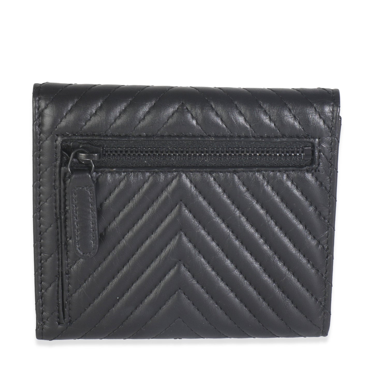 Chanel Aged Calfskin Chevron So Black Reissue Compact Wallet
