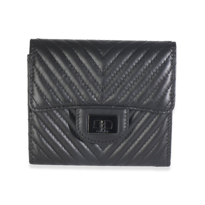 Chanel Aged Calfskin Chevron So Black Reissue Compact Wallet
