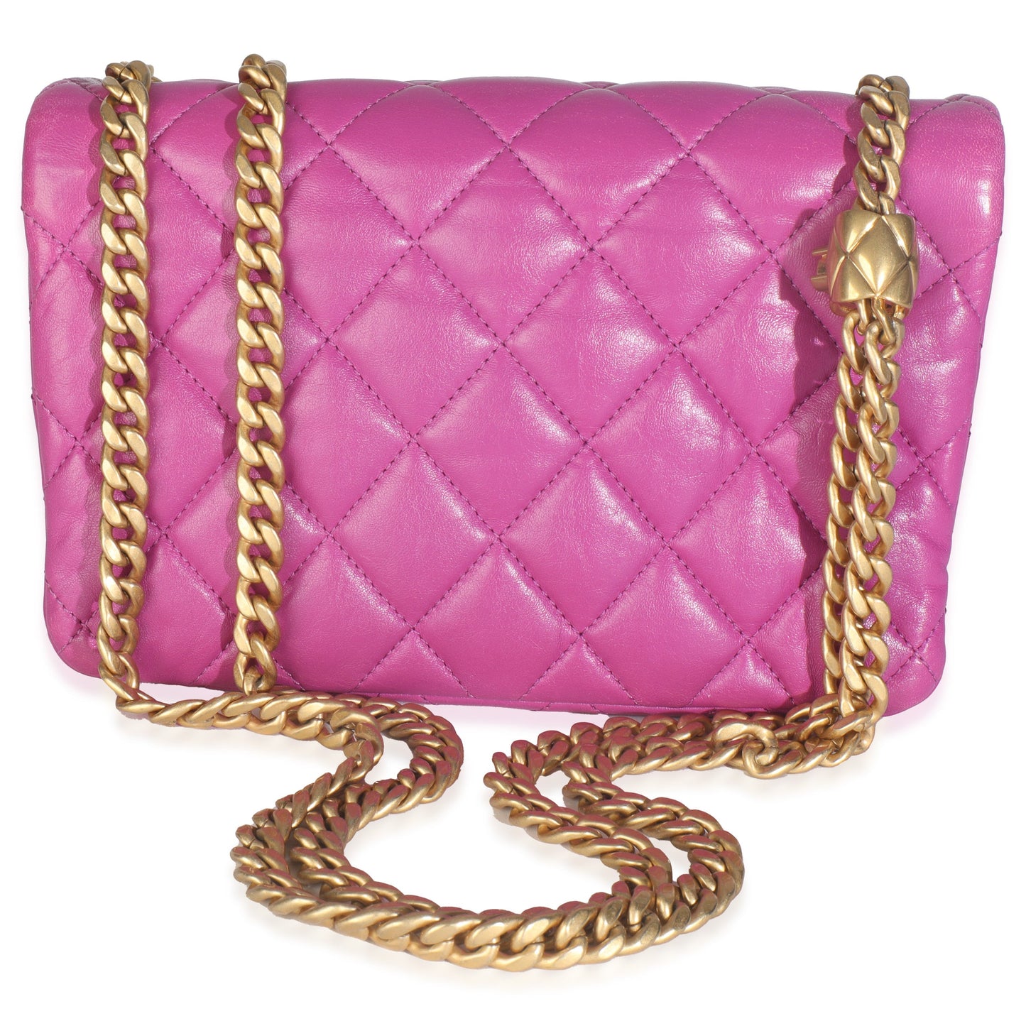 Chanel Purple Shiny Aged Quilted Calfskin Small Pillow Crush Flap Bag