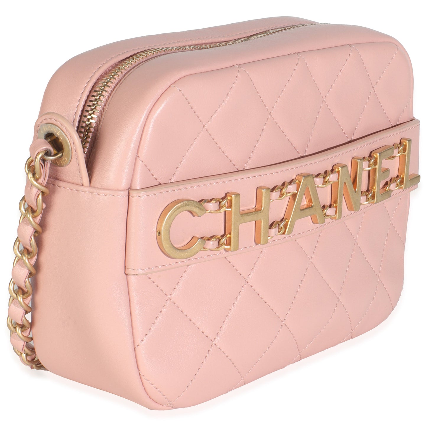 Chanel Light Pink Quilted Calfskin Small Enchained Camera Bag