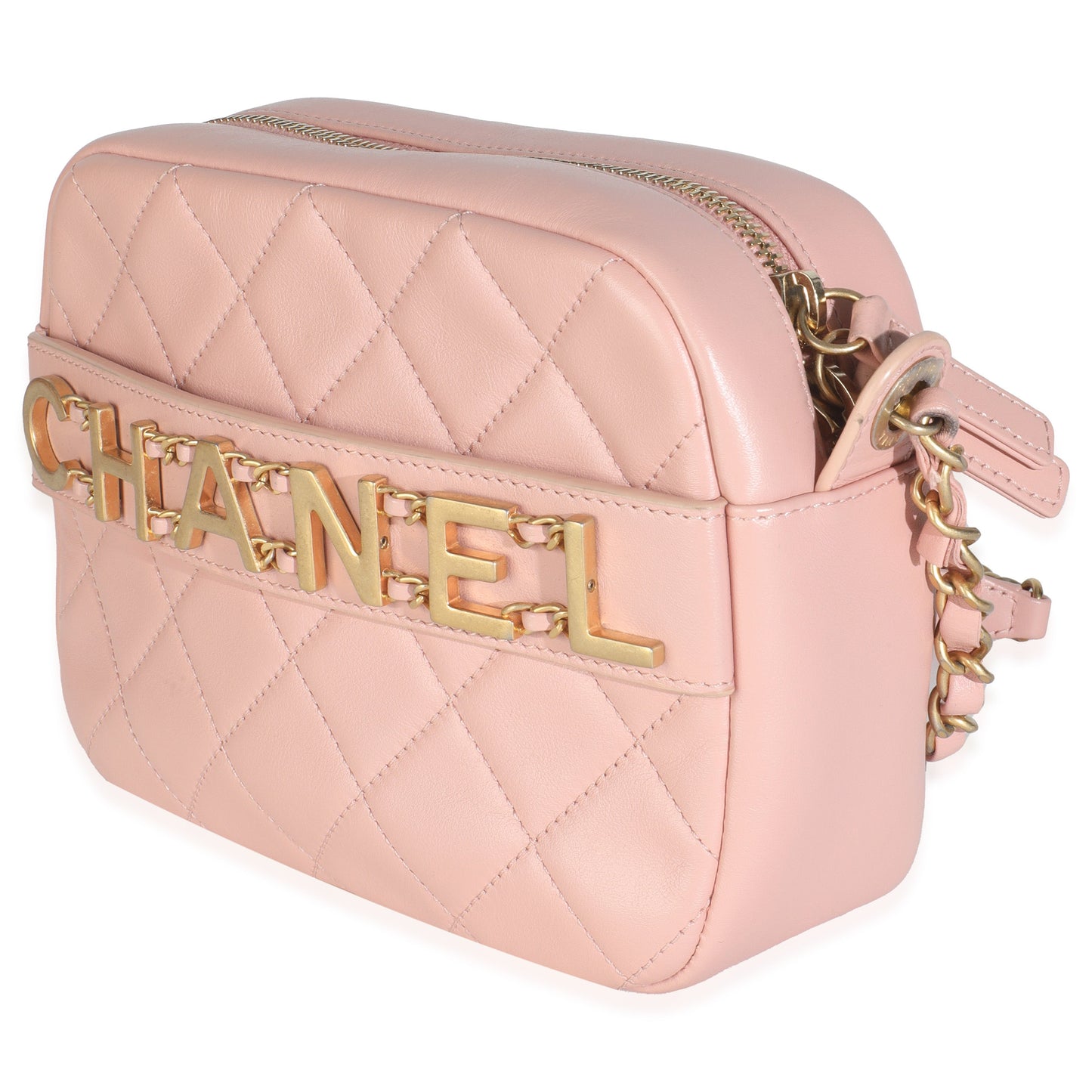 Chanel Light Pink Quilted Calfskin Small Enchained Camera Bag
