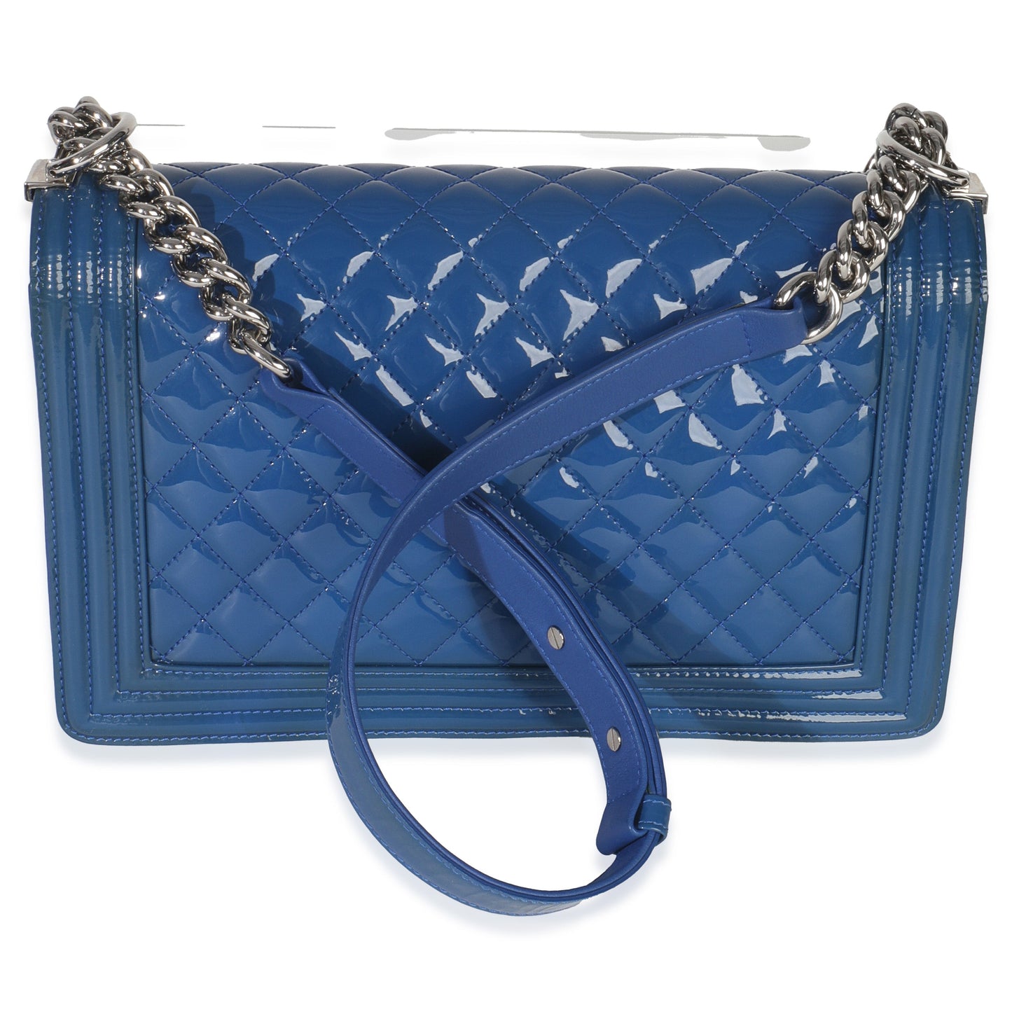 Chanel Blue Quilted Patent Plexiglass New Medium Boy Bag