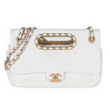 Chanel White Quilted Lambskin A Real Catch Flap Handbag