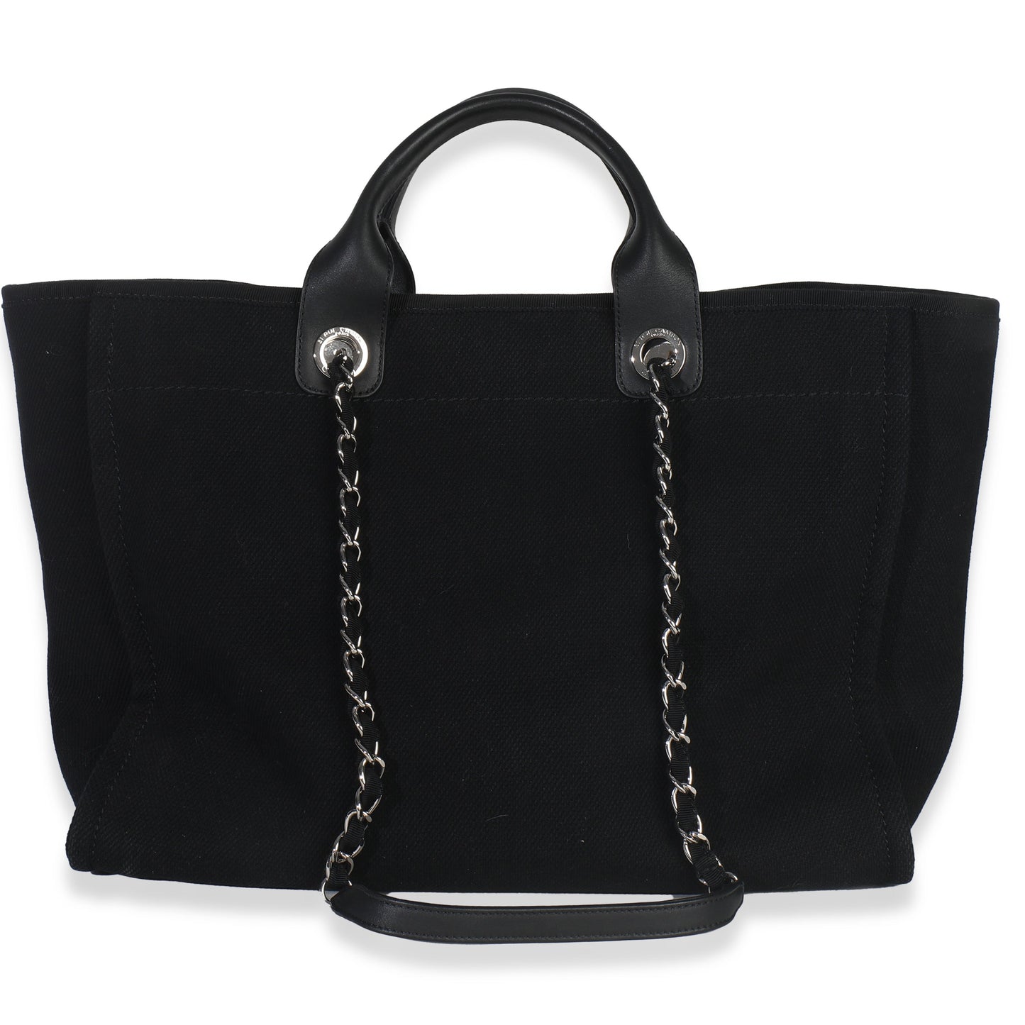 Chanel Black Canvas Pearl Medium Deauville Tote