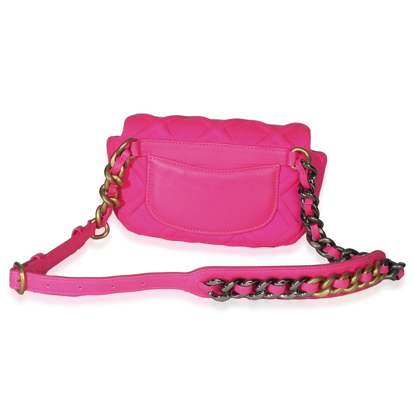 Chanel Fuchsia Quilted Jersey Chanel 19 Waist Bag