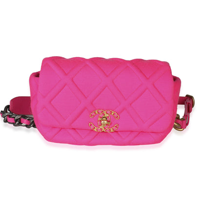 Chanel Fuchsia Quilted Jersey Chanel 19 Waist Bag