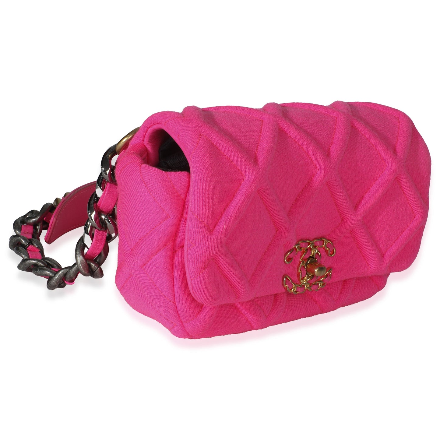 Chanel Fuchsia Quilted Jersey Chanel 19 Waist Bag
