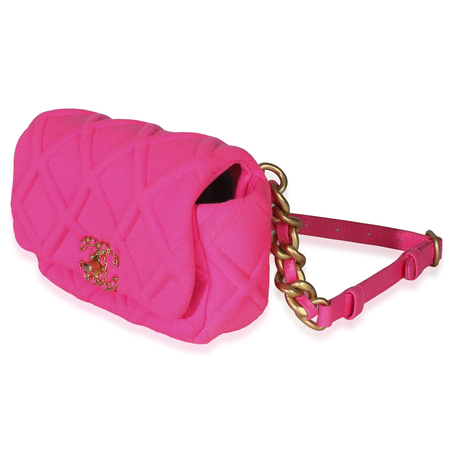 Chanel Fuchsia Quilted Jersey Chanel 19 Waist Bag
