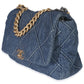 Chanel Dark Blue Quilted Denim Maxi Chanel 19 Flap Bag