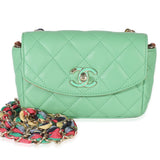 Chanel Green Quilted Lambskin Ribbon Chain Mini Flap Bag