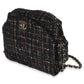 Chanel Gold Multicolor Tweed Small Chain Around Saddle Flap Bag