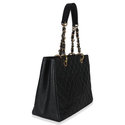 Chanel Black Quilted Caviar Grand Shopper Tote