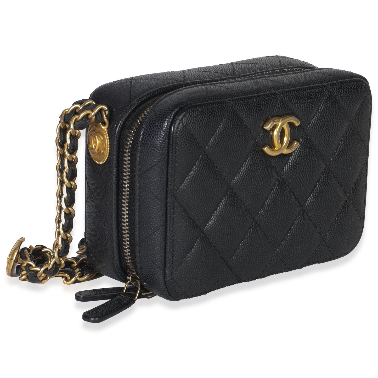 Chanel Black Quilted Twist Your Buttons Clutch With Chain