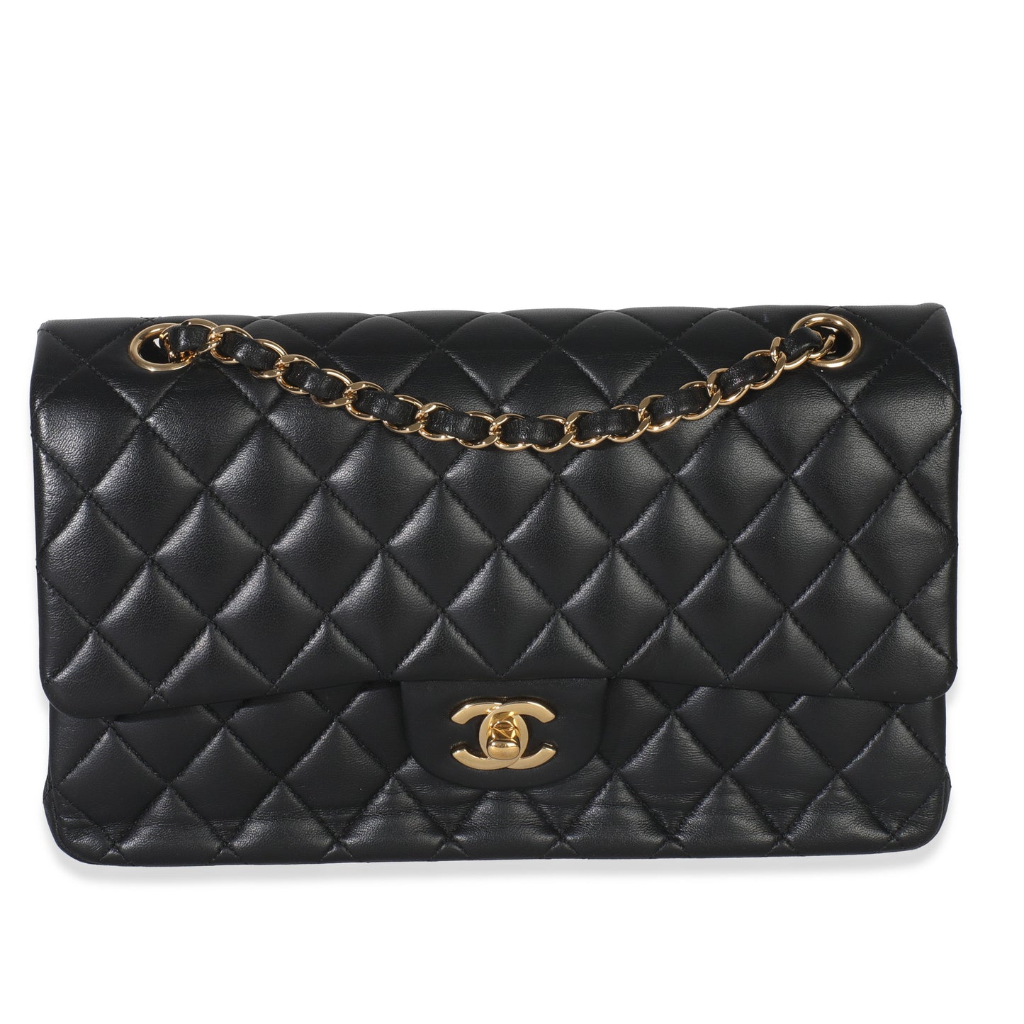 Chanel Black Quilted Lambskin Medium Classic Double Flap Handbag