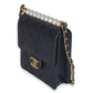 Chanel Navy Iridescent Quilted Goatskin Vertical Chic Pearls Flap Bag