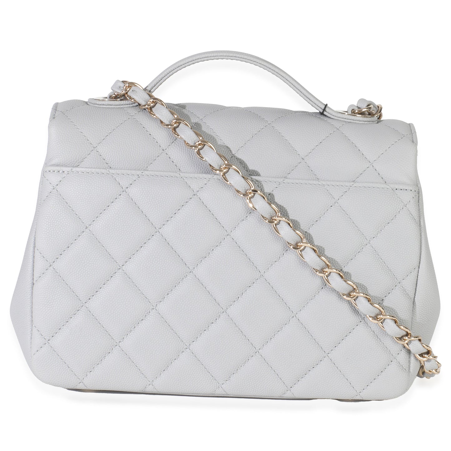Chanel 20P Grey Quilted Caviar Small Business Affinity Flap Bag