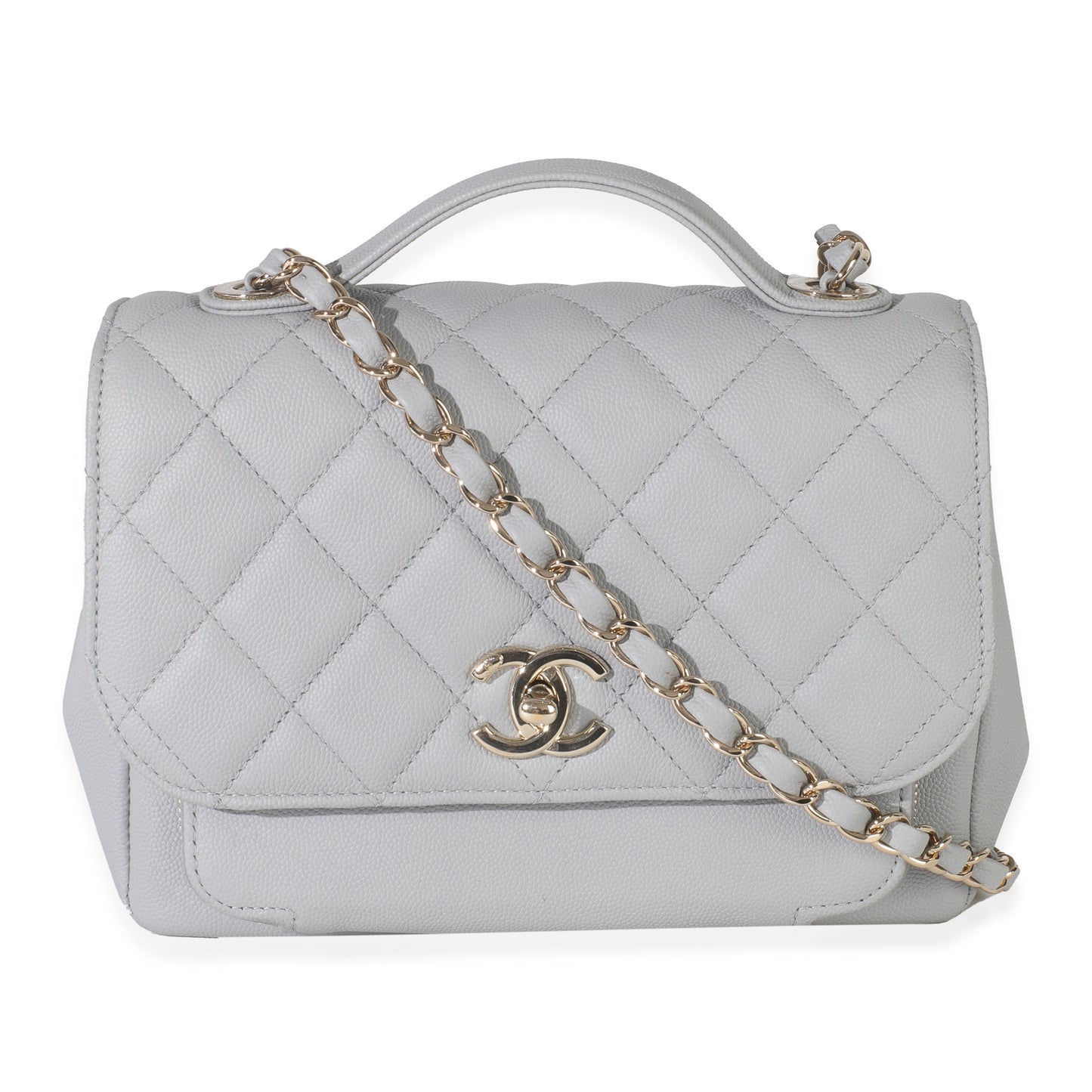 Chanel 20P Grey Quilted Caviar Small Business Affinity Flap Bag