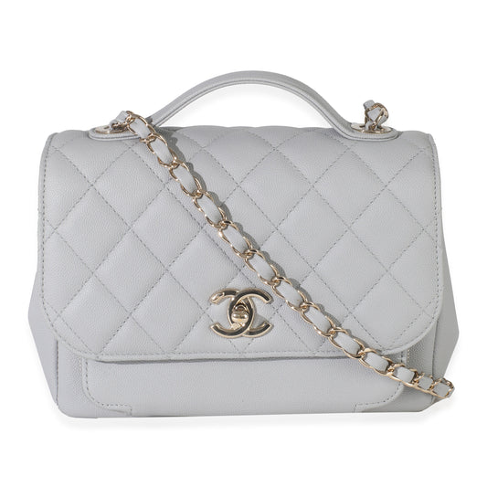 Chanel 20P Grey Quilted Caviar Small Business Affinity Flap Bag