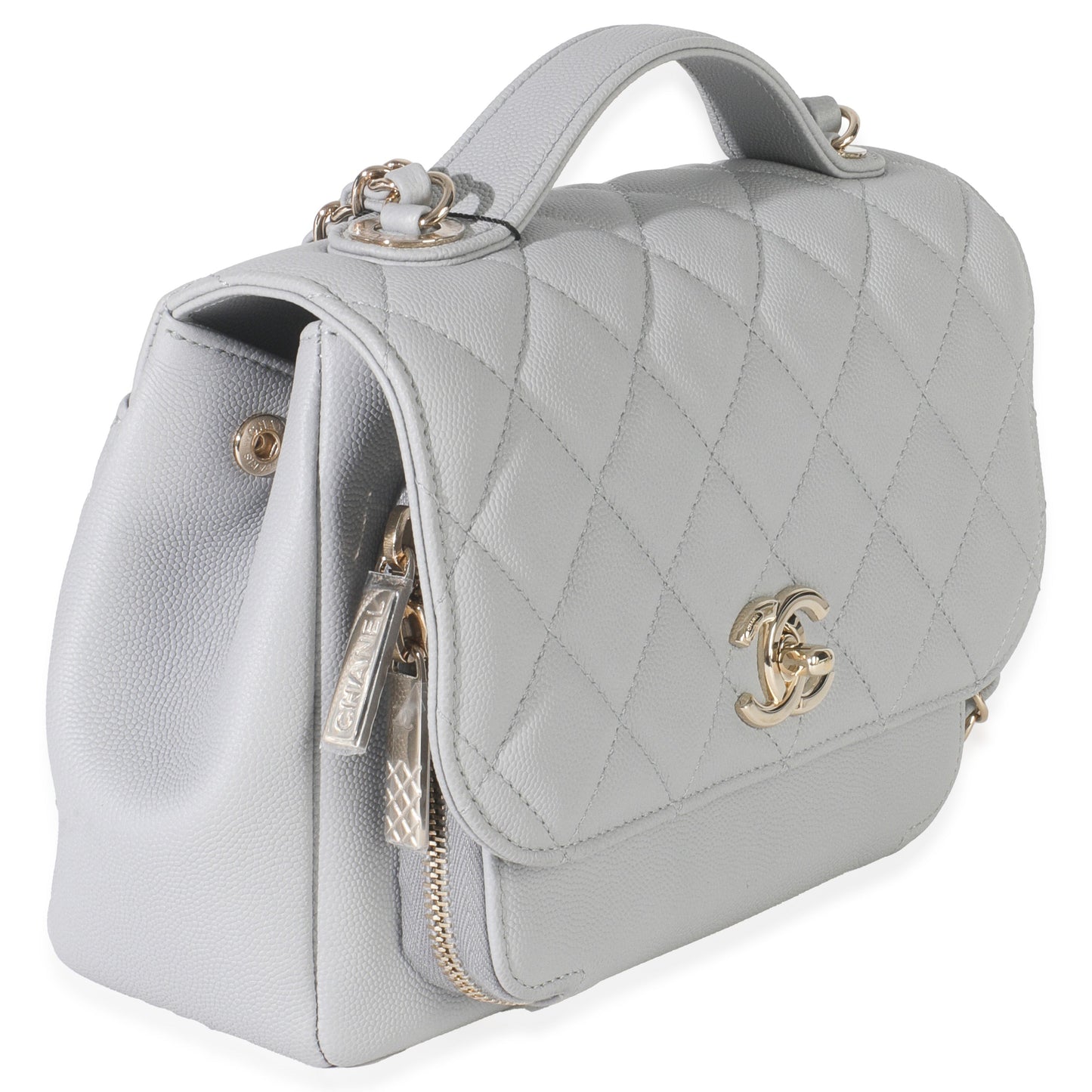 Chanel 20P Grey Quilted Caviar Small Business Affinity Flap Bag
