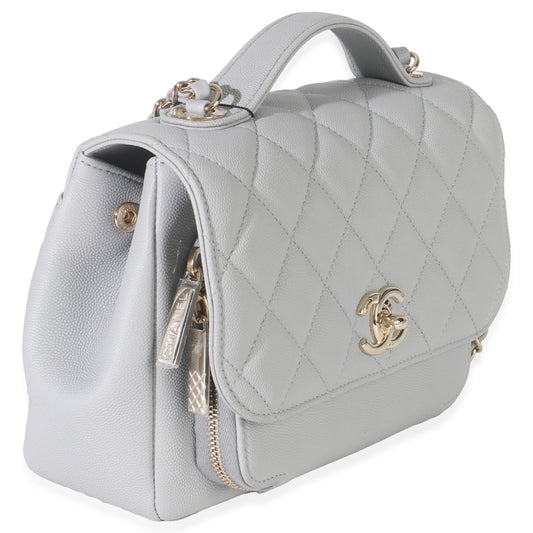 Chanel 20P Grey Quilted Caviar Small Business Affinity Flap Bag
