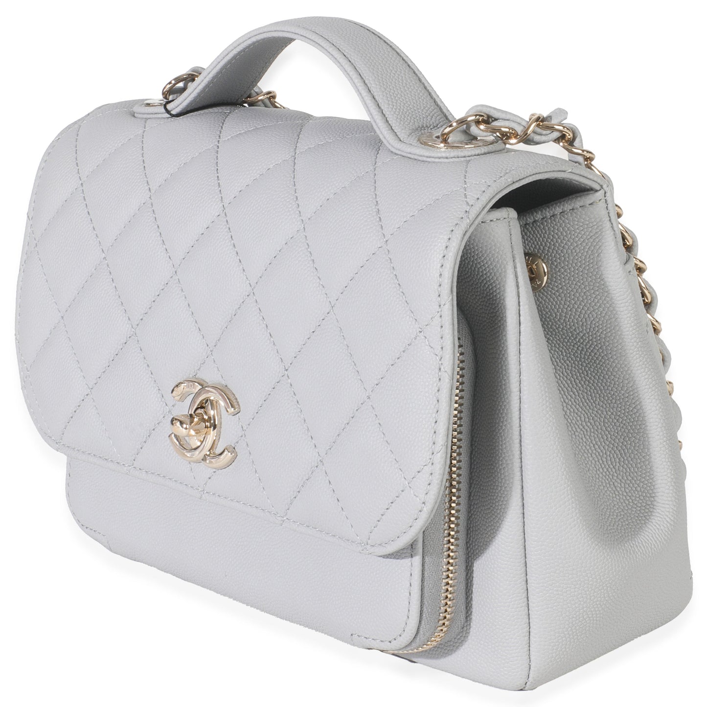 Chanel 20P Grey Quilted Caviar Small Business Affinity Flap Bag