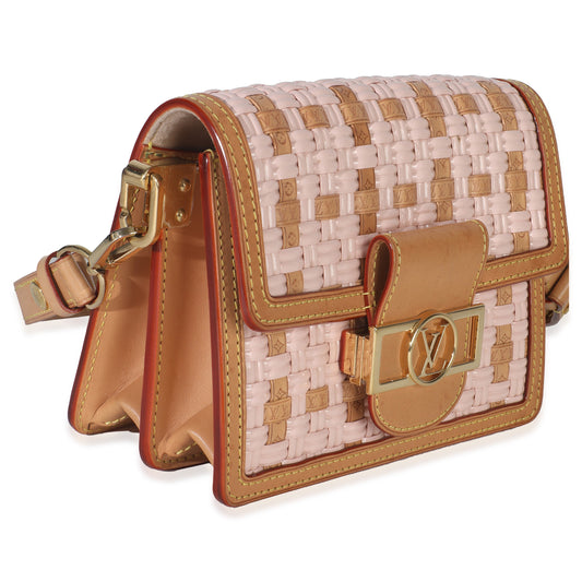 Louis Vuitton Pink Brown Leather Woven Dauphine PM