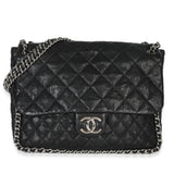 Chanel Black Quilted Washed Lambskin Chain Around Maxi Flap Bag