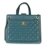 Chanel Teal Quilted Calfskin Large Business Affinity Shopping Bag