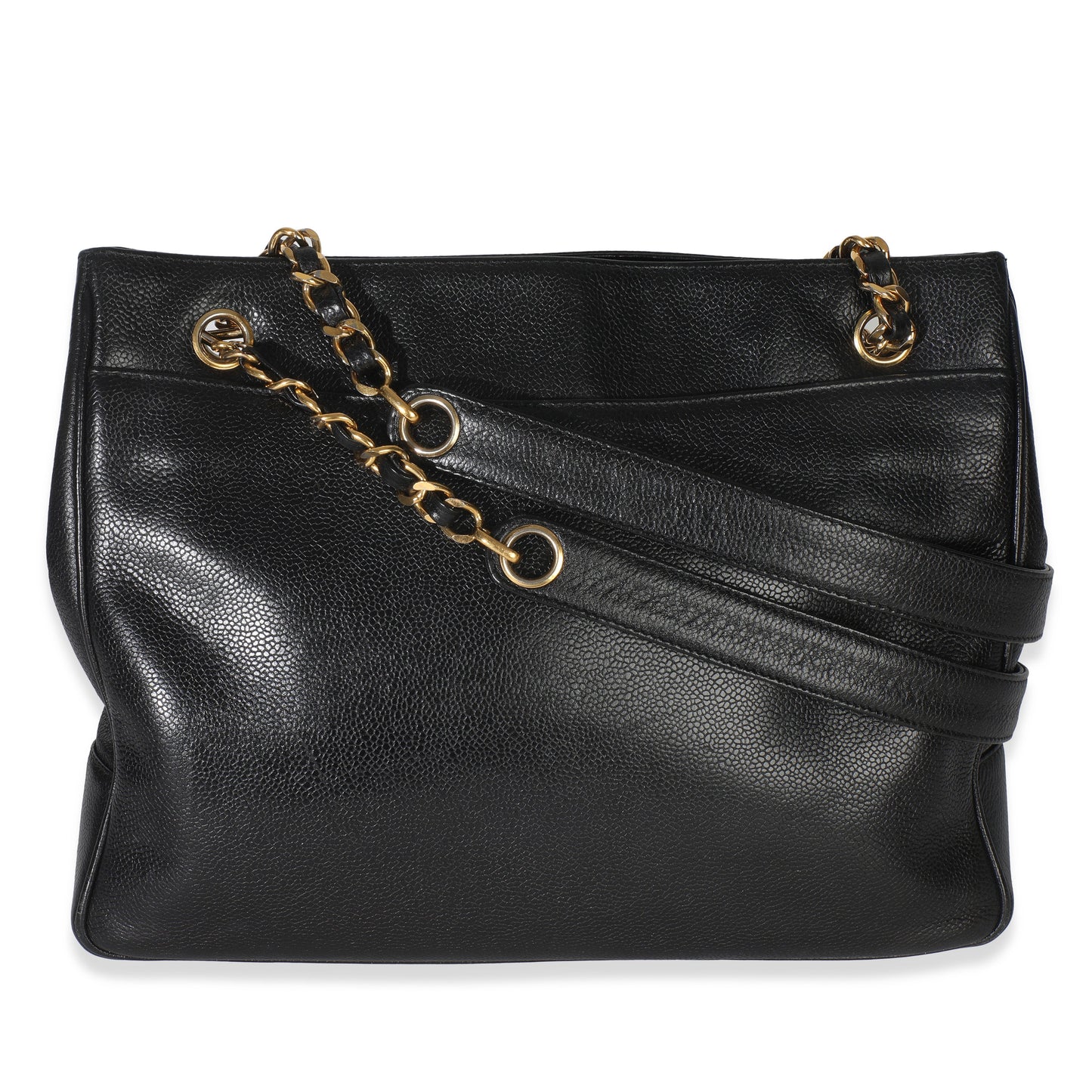 Chanel  Black Jumbo CC Caviar Chain Tote