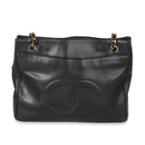 Chanel  Black Jumbo CC Caviar Chain Tote