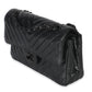 Chanel Black Metallic Chevron Crumpled Patent Small Classic Double Flap Bag